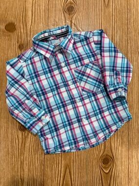 7/$20 The Children’s Place Kids Plaid Button-Up Shirt Cotton 9-12 Months